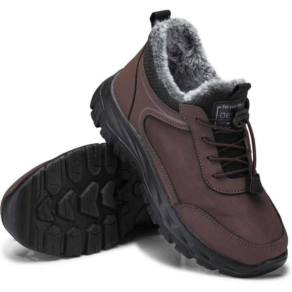 Women’s 77 Brown Winter Snow Boots Fur Lined Waterproof Insulated Slip On Shoes